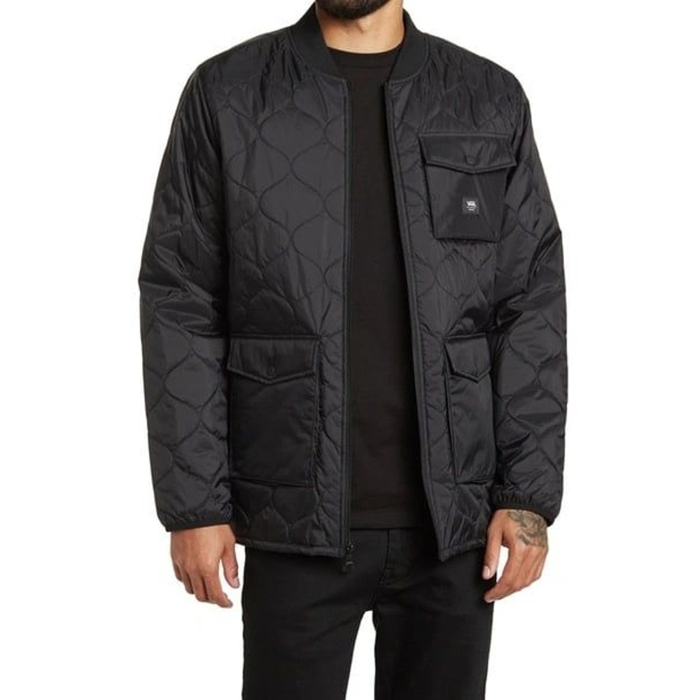Vans Mens Black Onion Quilted Full Zip Bomber Jacket Small Utility Pockets